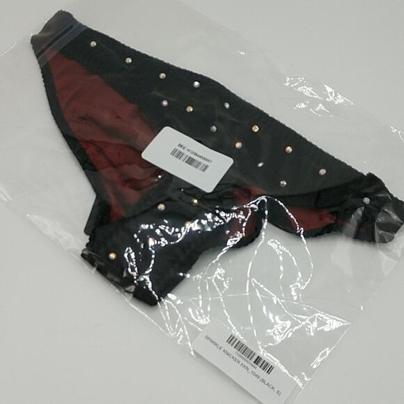 NWT KISSKILL Black Velvet Sparkle Panty with Crystals size Small - Picture 3 of 6